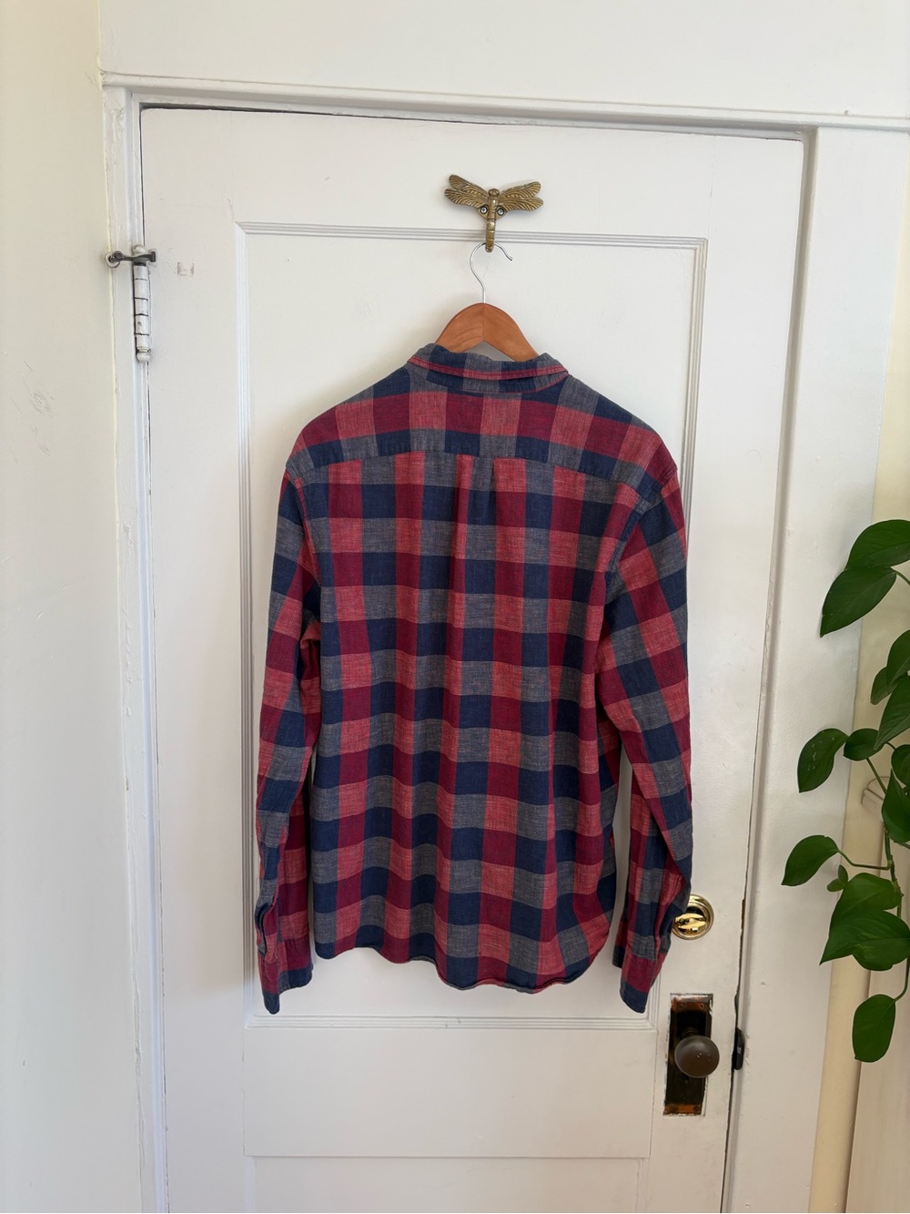 J. Crew Men’s Red and Blue Plaid Check Homespun Collard Shirt Size XL Slim Fit - Picture 5 of 8